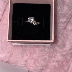 Pandora Silver Heart Ring with Sparkling Stones